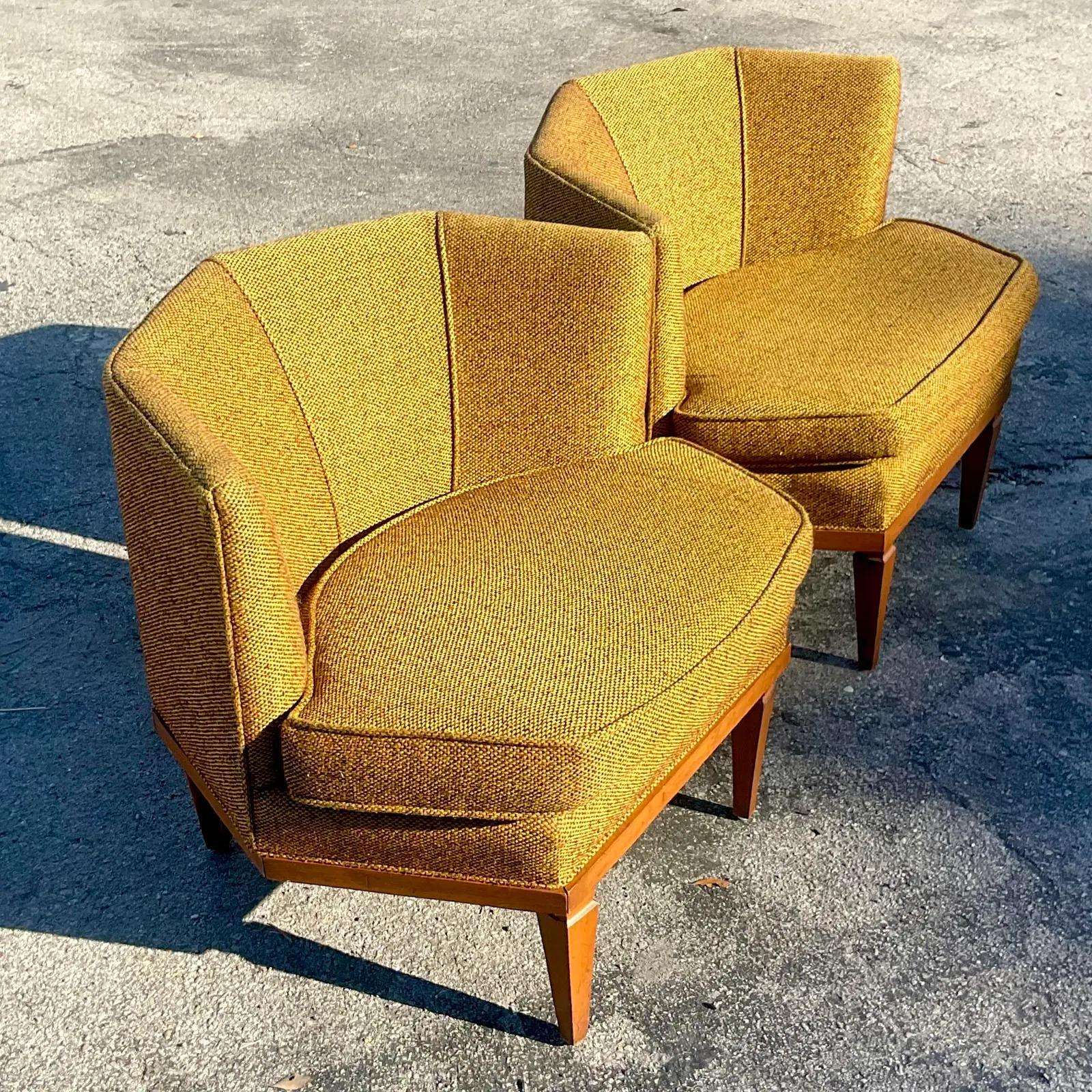 Vintage MCM Hexagon Lounge Chairs, Set of Two 2