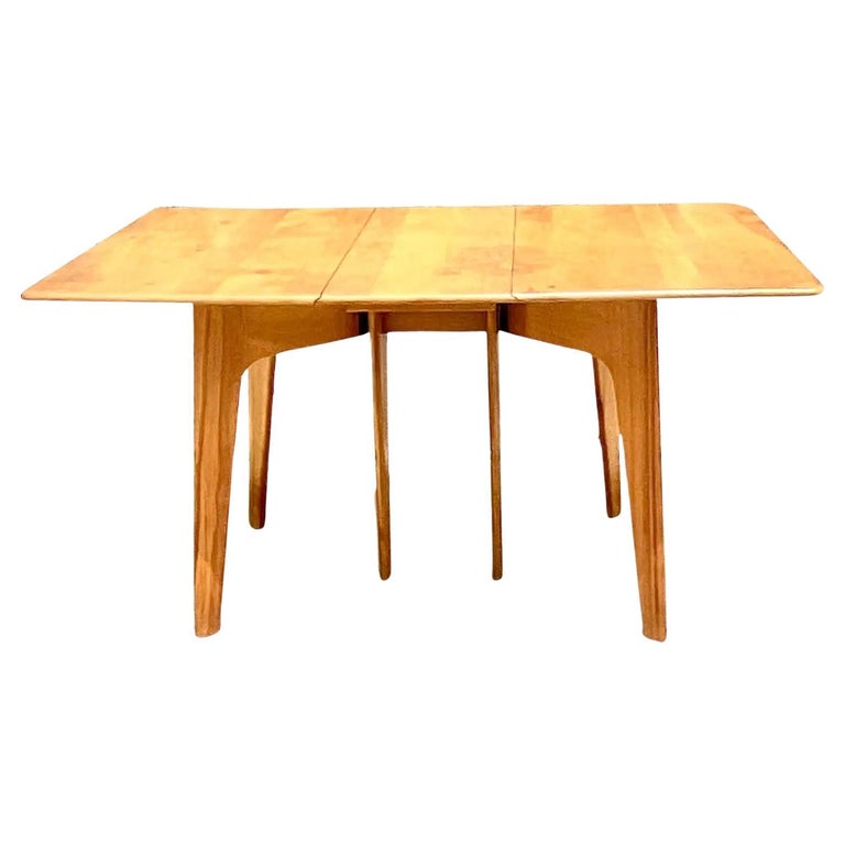 Vintage MCM Heywood Wakefield Drop Leaf Dining Table For Sale at