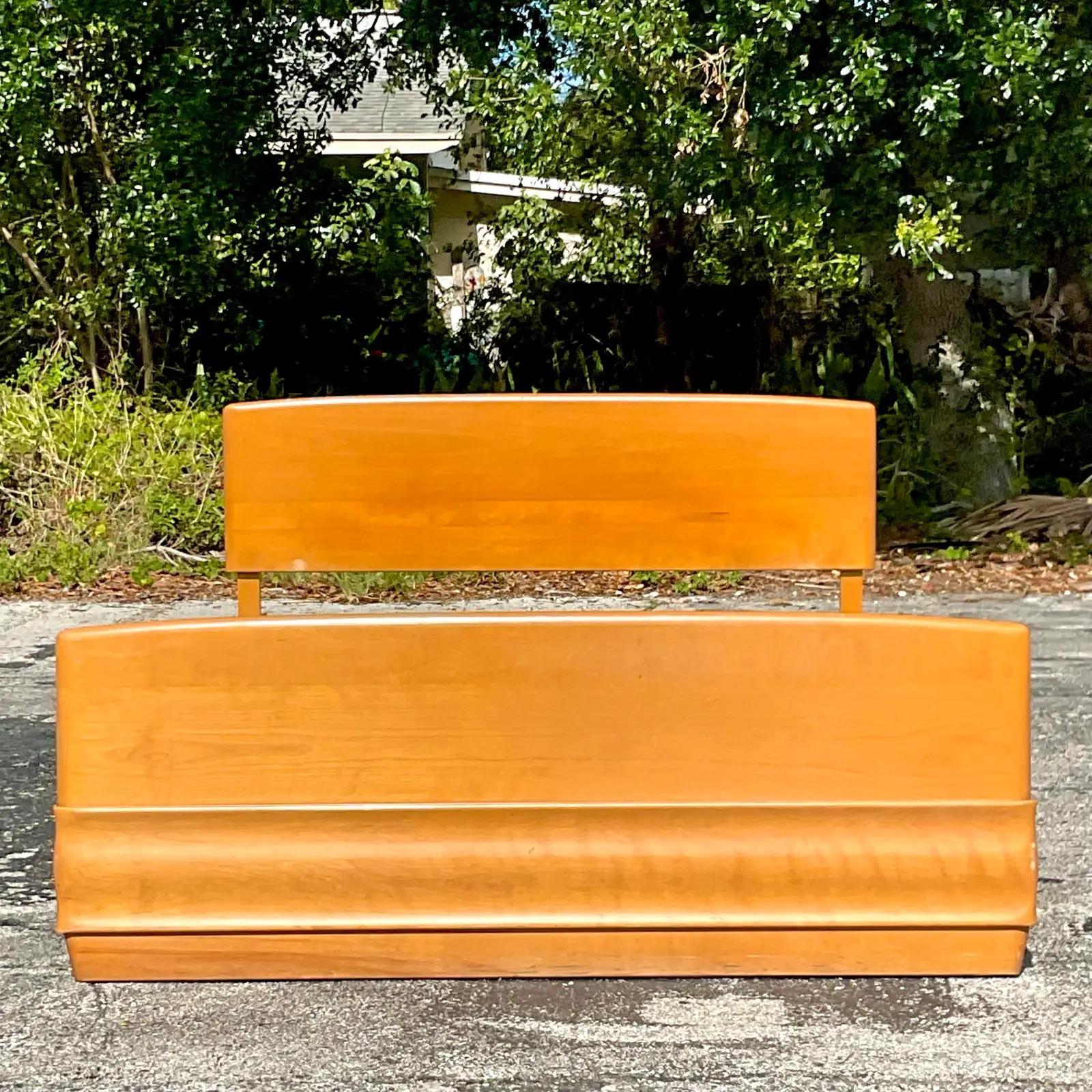 Mid-Century Modern Vintage MCM Heywood Wakefield Queen Bed Frame