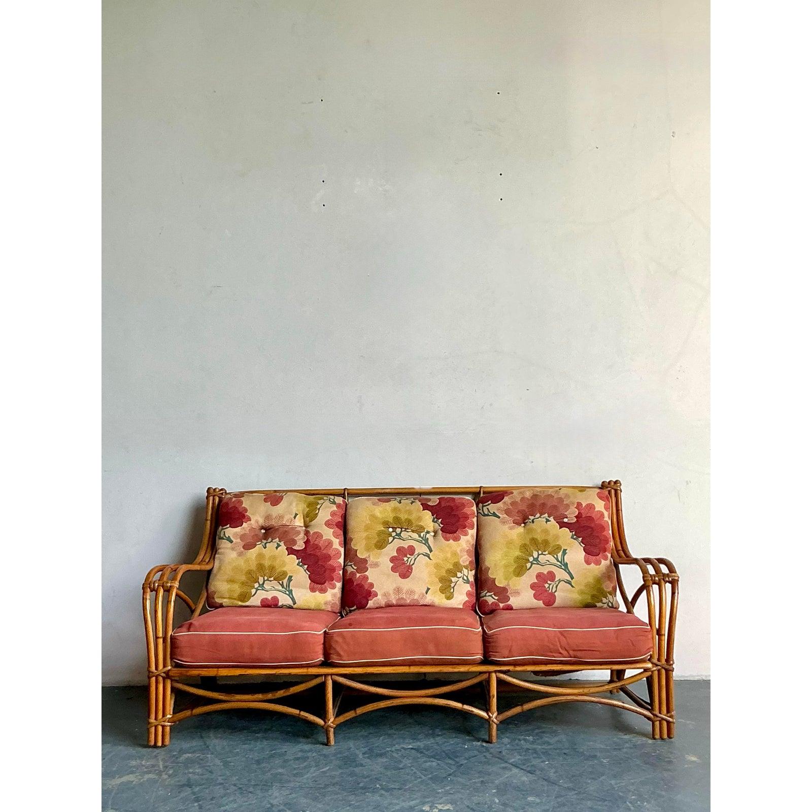 Vintage MCM Canapé en rotin Heywood Wakefield en vente 3