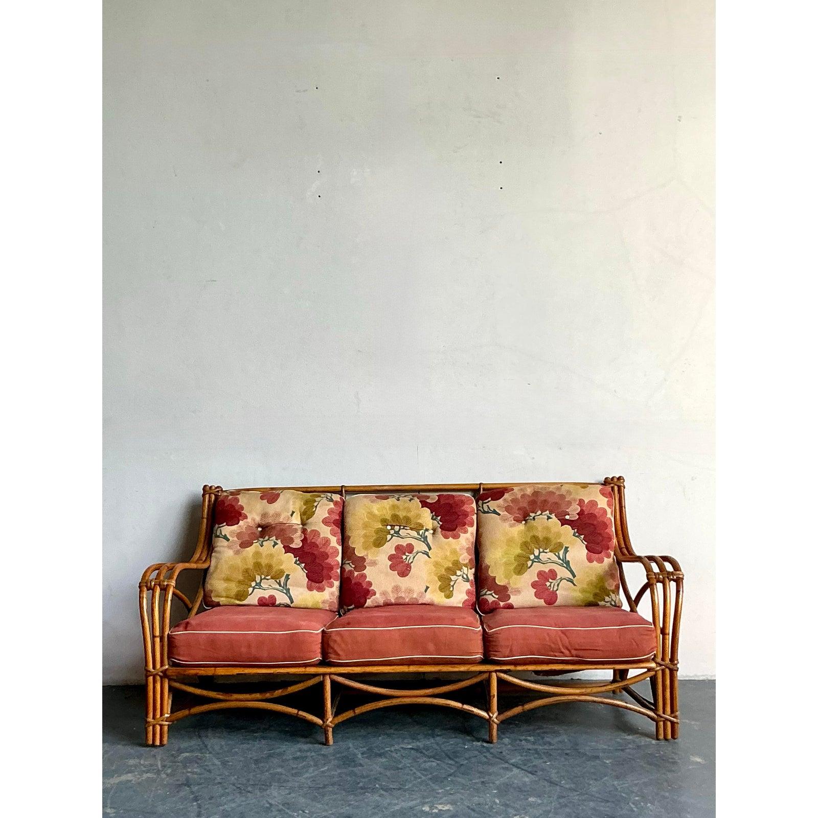 Vintage MCM Canapé en rotin Heywood Wakefield en vente 4