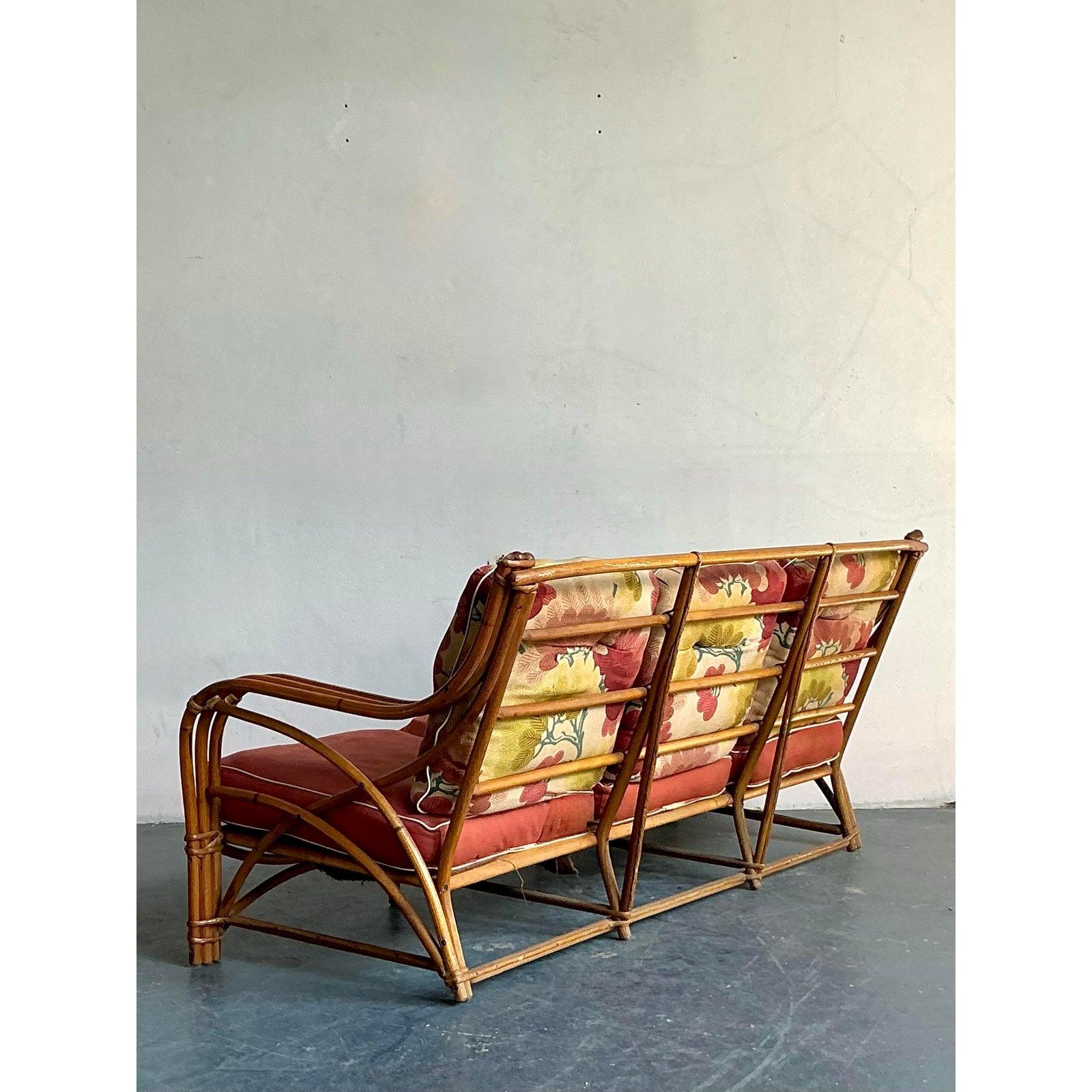 Vintage MCM Canapé en rotin Heywood Wakefield en vente 2