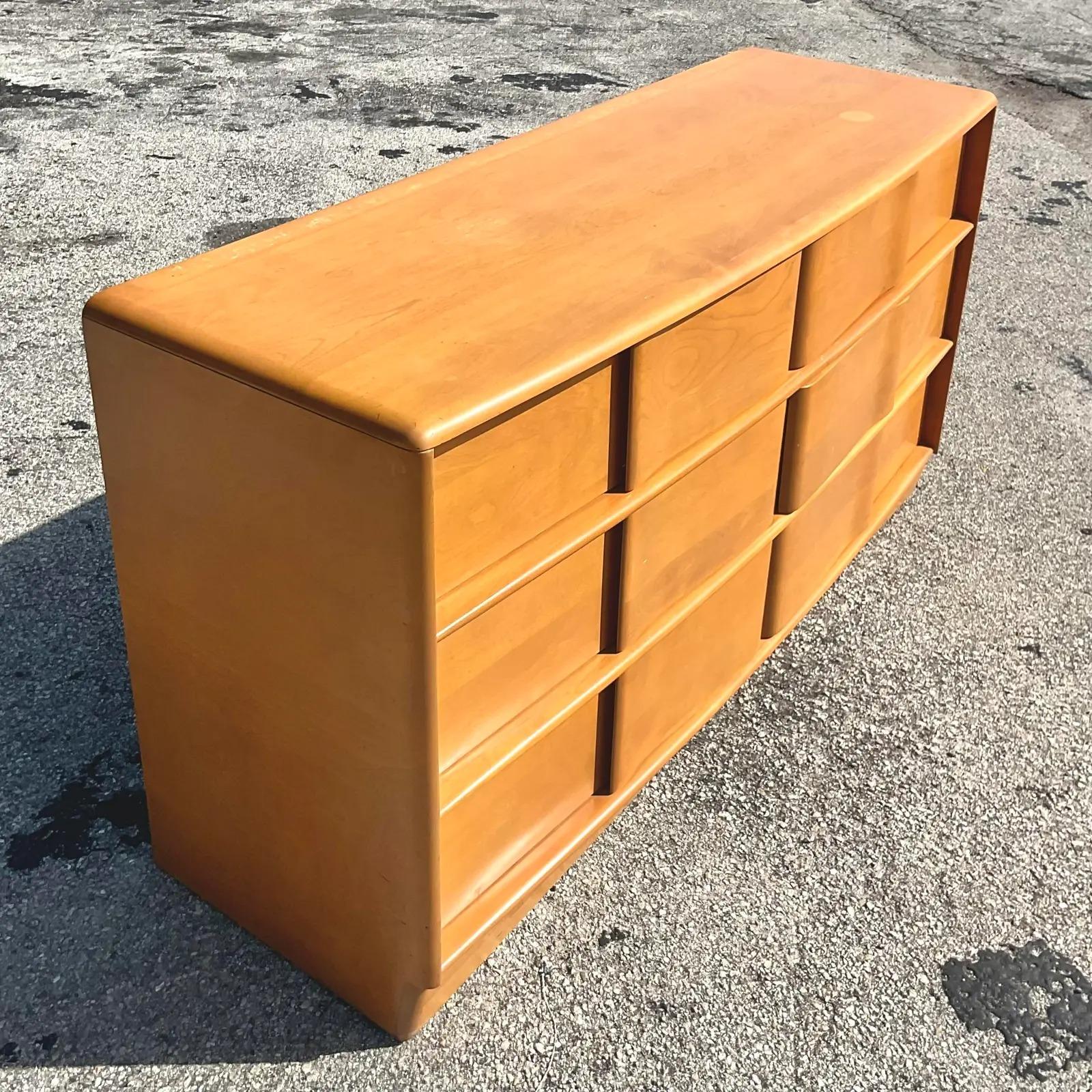 Vintage MCM Heywood Wakefield Signed Wave Front Dresser 1