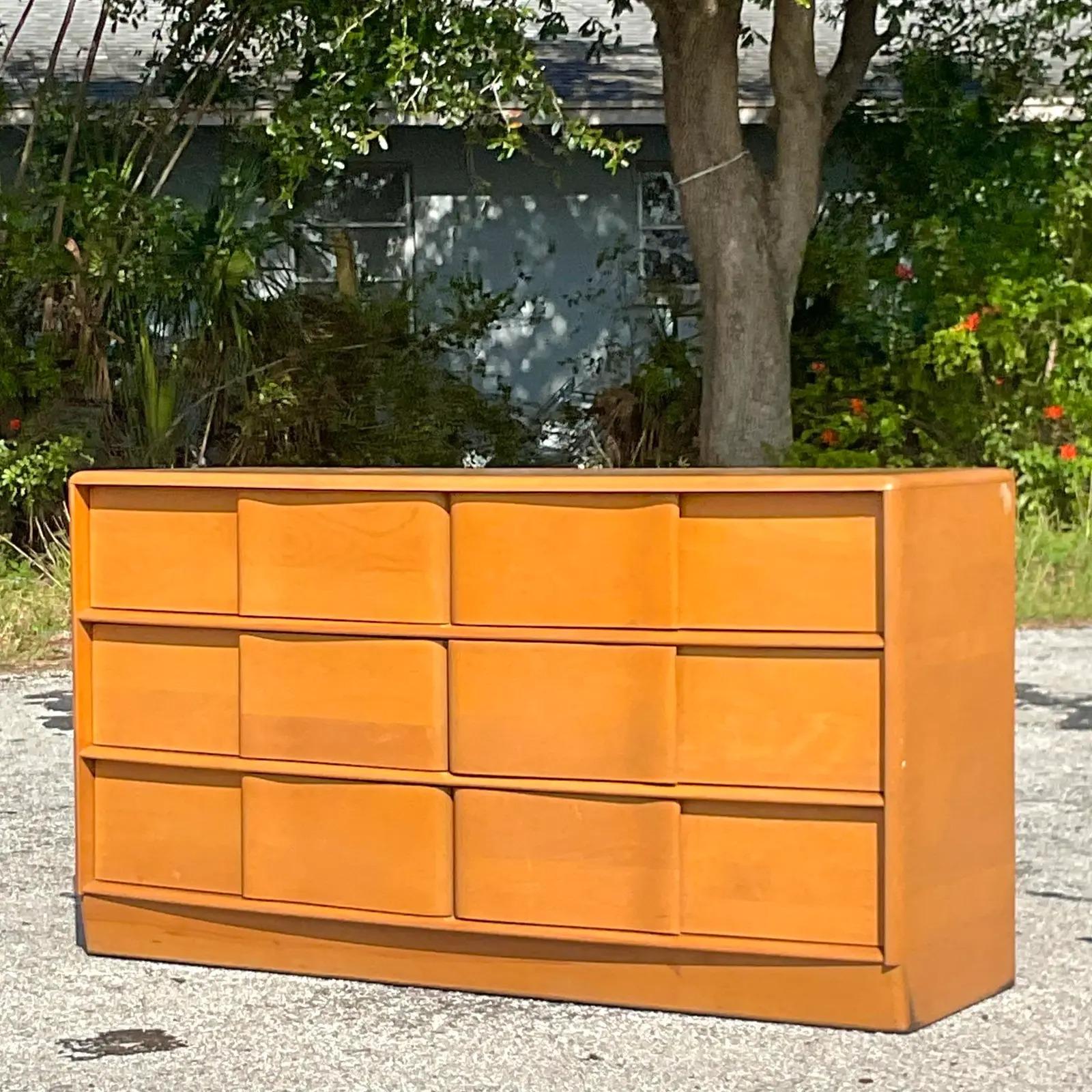 Vintage MCM Heywood Wakefield Signed Wave Front Dresser 2