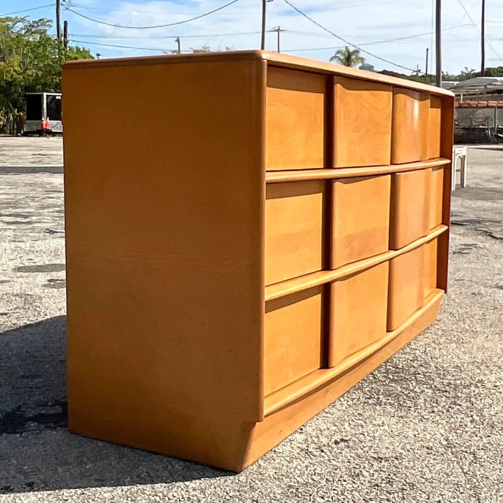 Vintage MCM Heywood Wakefield Signed Wave Front Dresser 3
