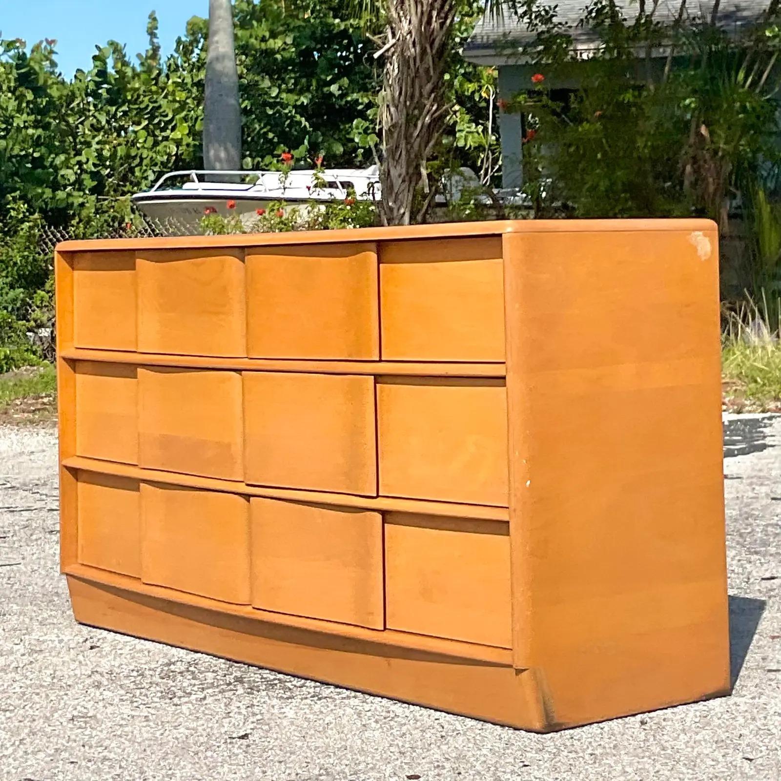 North American Vintage MCM Heywood Wakefield Signed Wave Front Dresser