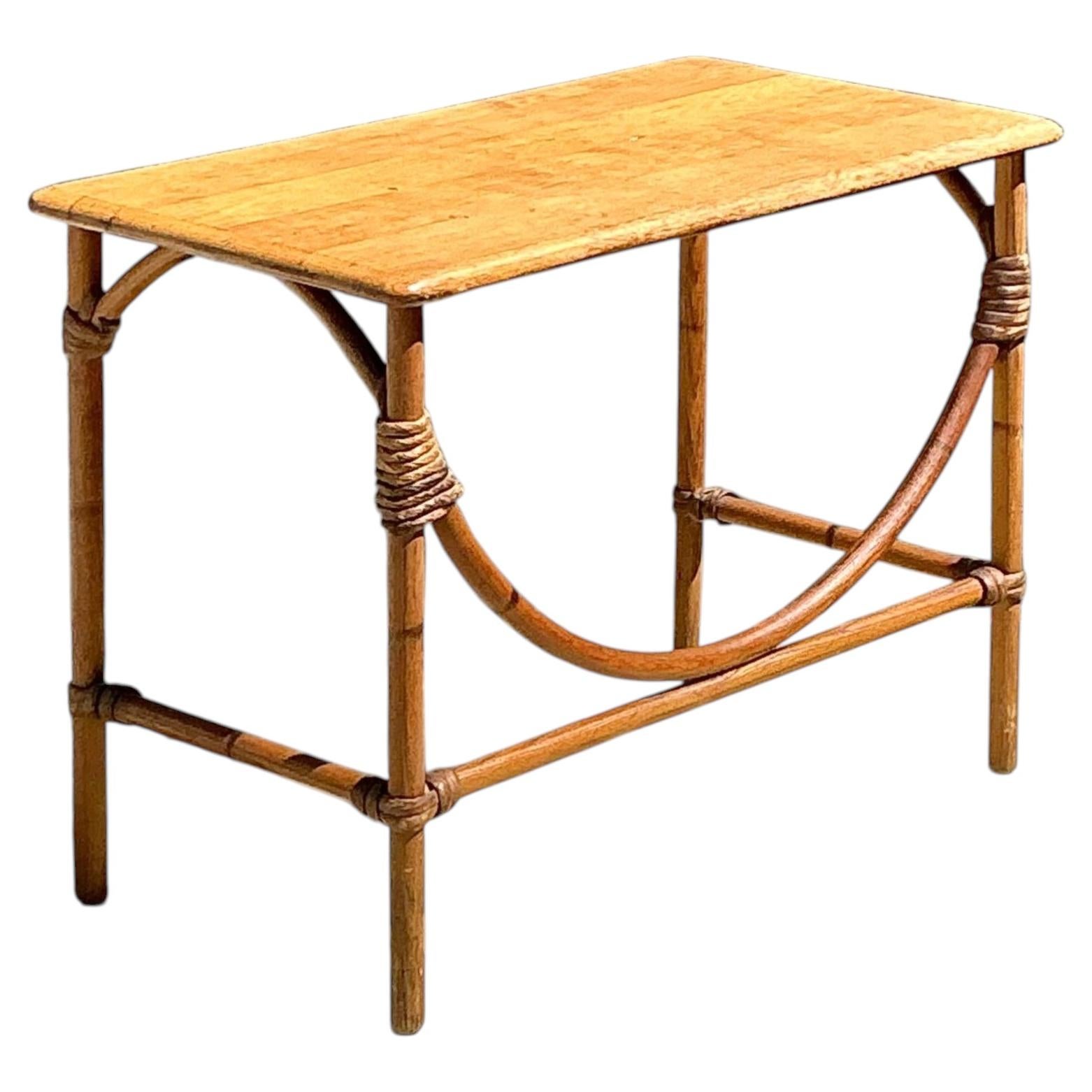 Vintage MCM Heywood Wakefield Wide Table For Sale