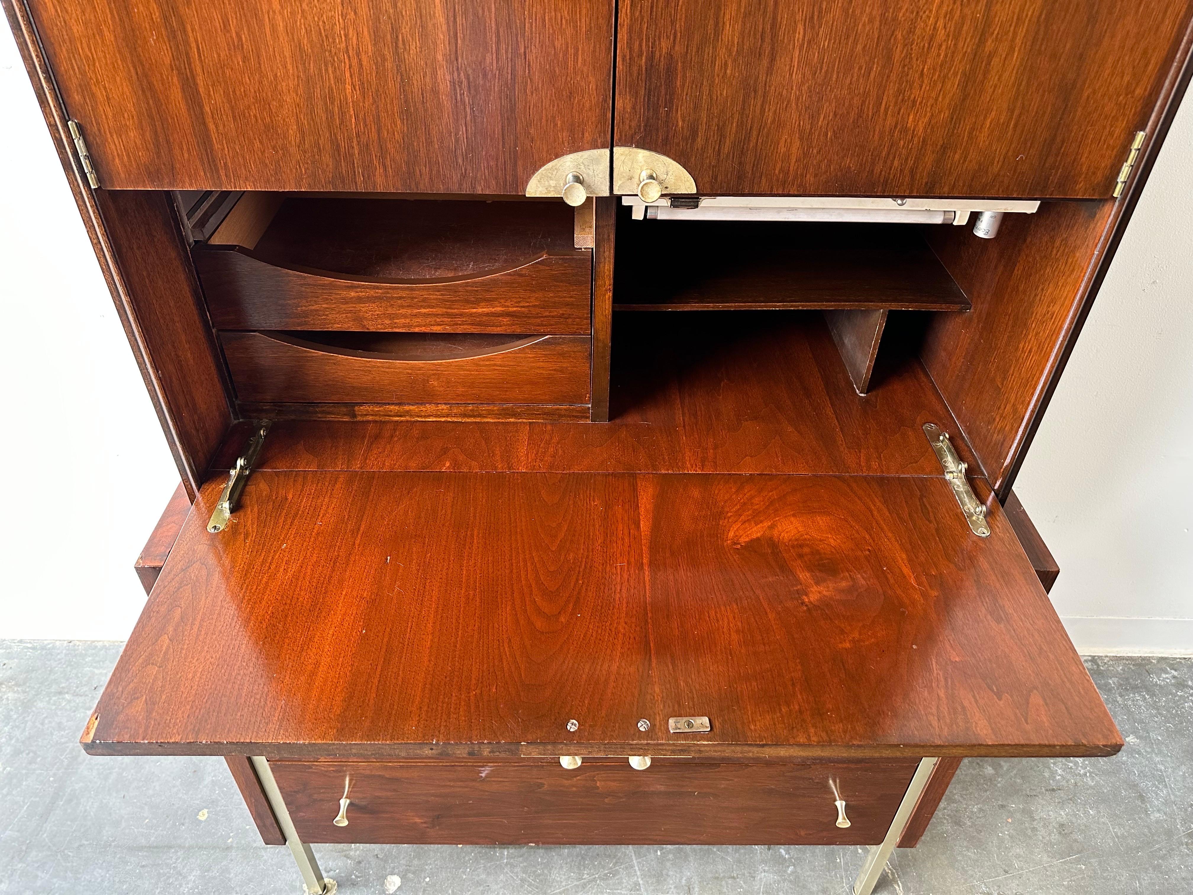 Metal Vintage mcm highboy dresser by Mengel furniture For Sale