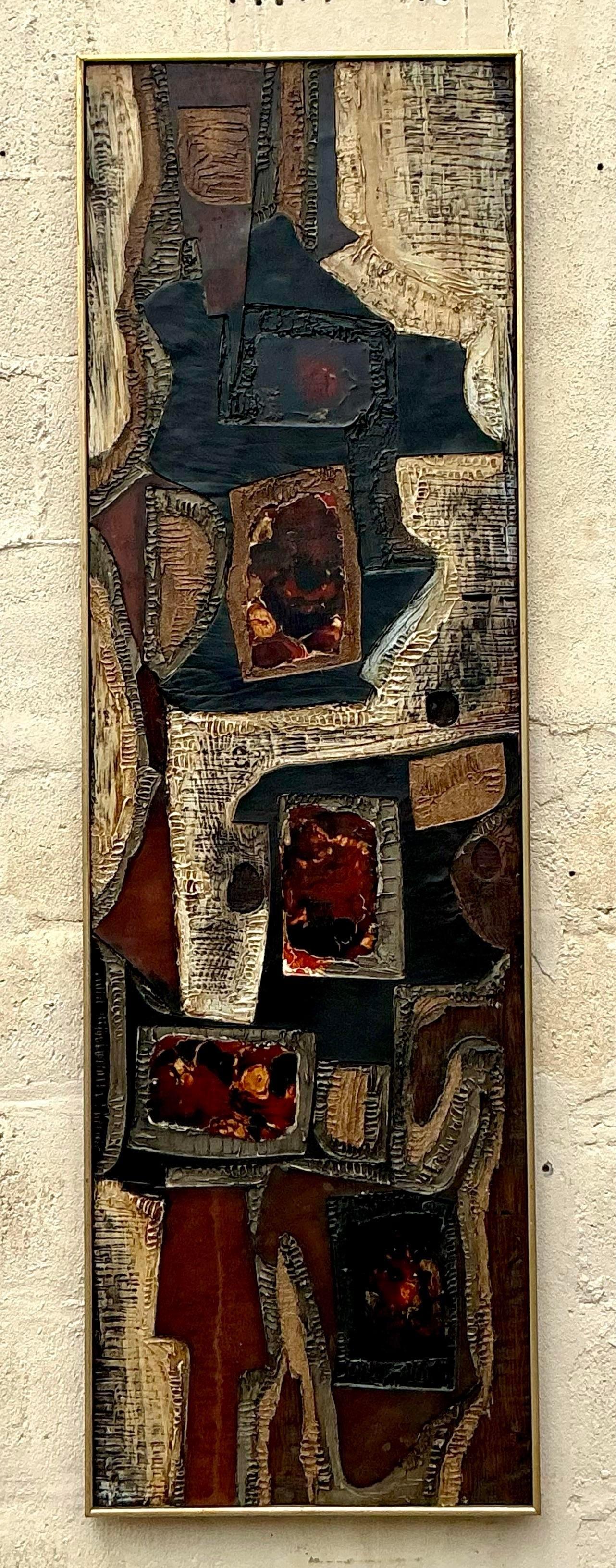 Vintage MCM Impasto Abstrakt Öl auf Leinwand (amerikanisch) im Angebot