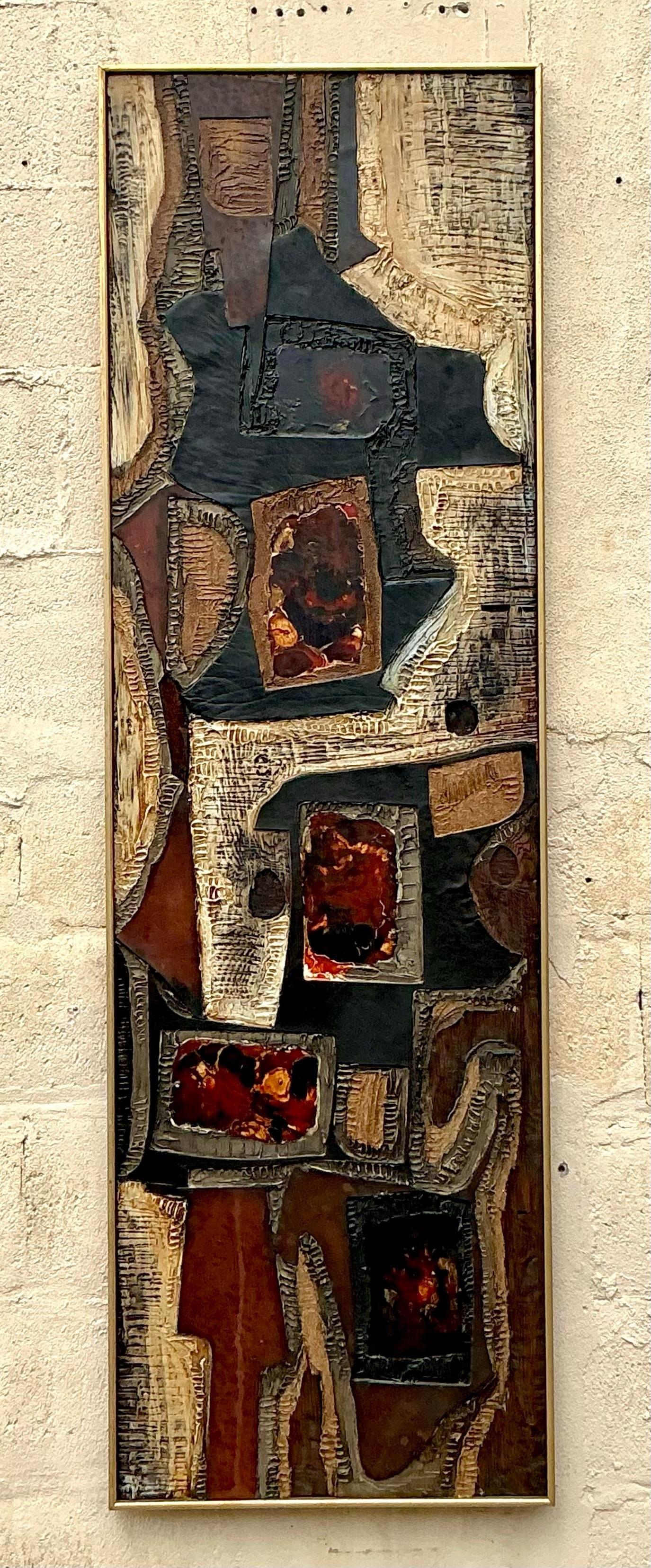 Vintage MCM Impasto Abstrakt Öl auf Leinwand im Angebot 1