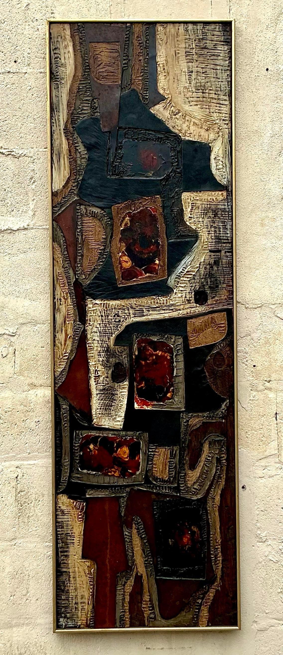 Vintage MCM Impasto Abstrakt Öl auf Leinwand im Angebot 3