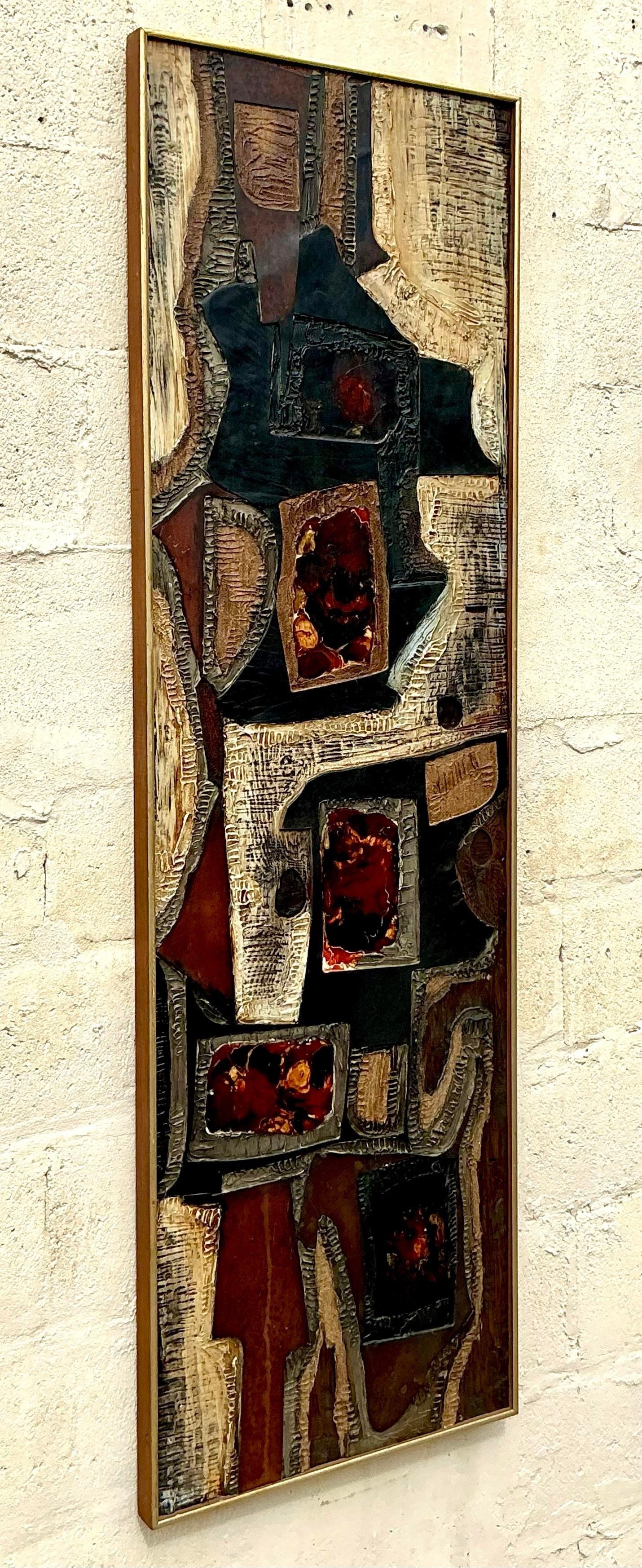 Vintage MCM Impasto Abstrakt Öl auf Leinwand im Angebot 4
