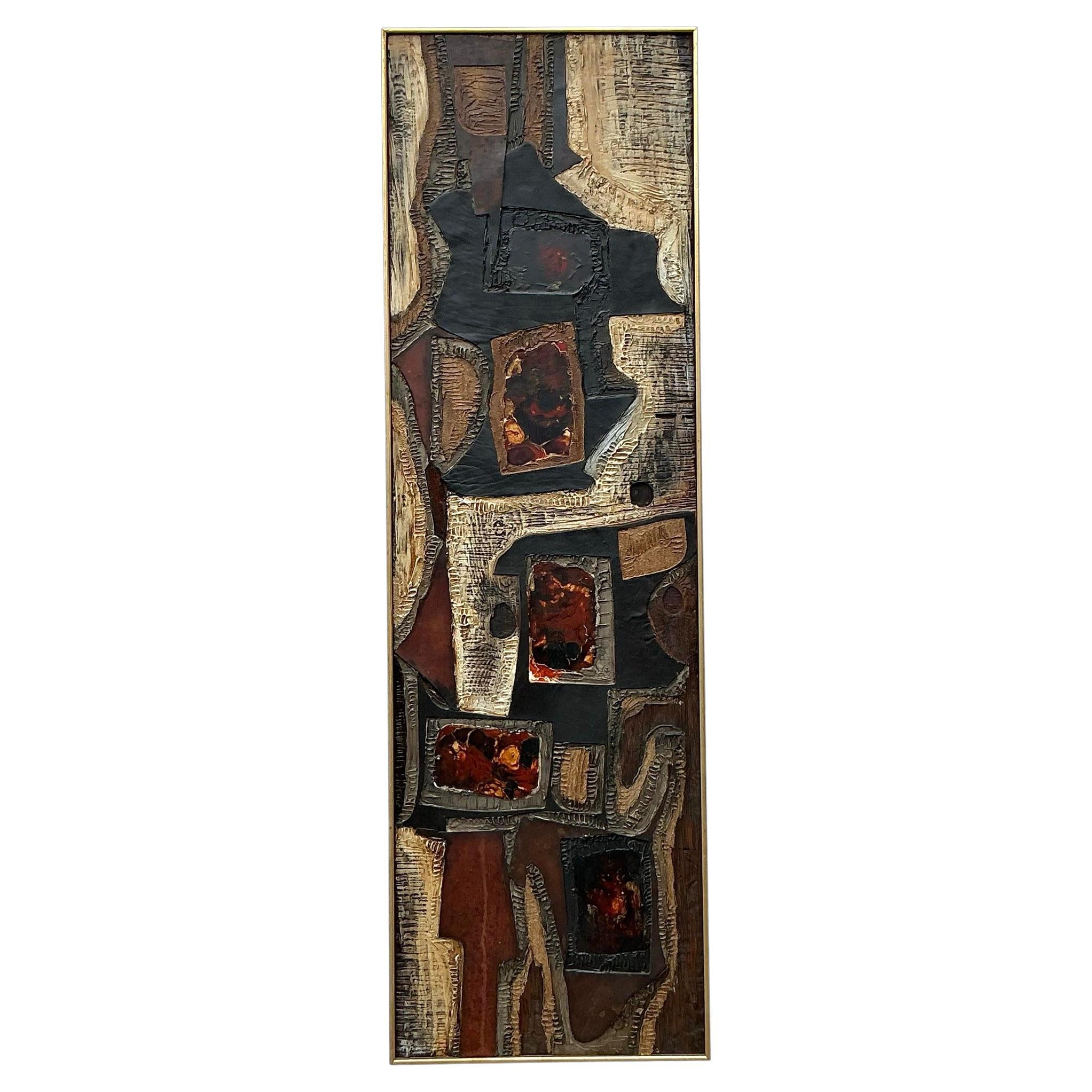 Vintage MCM Impasto Abstract Oil on Canvas