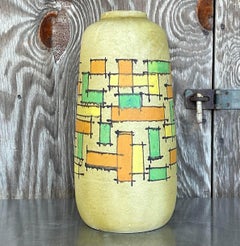 Vintage MCM Italian Hand Painted Ceramic Vase
