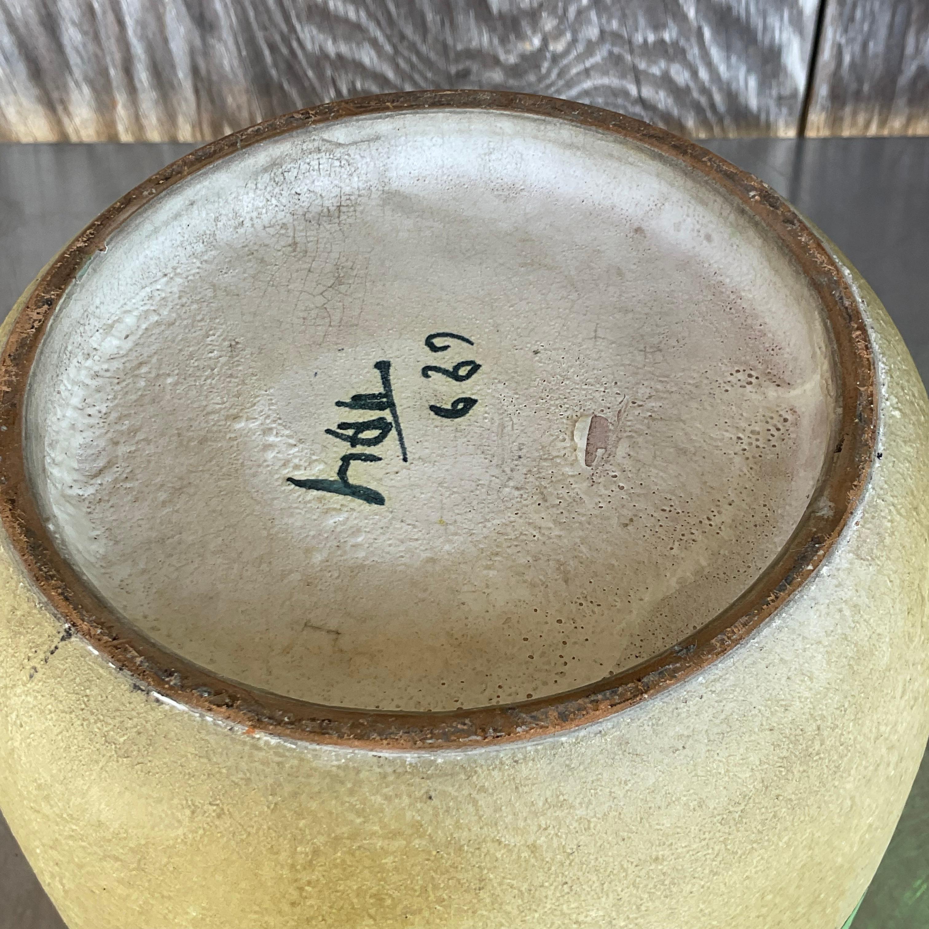 20th Century Vintage MCM Italian Hand Painted Ceramic Vase