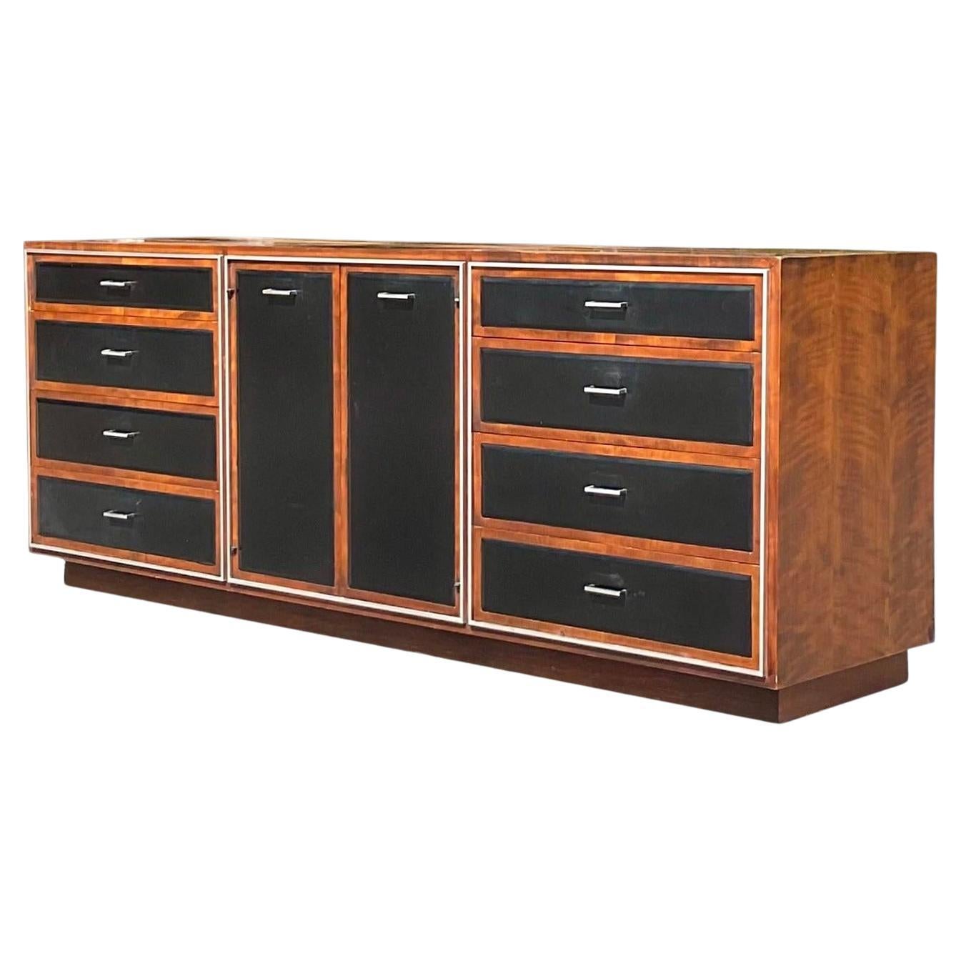 Vintage MCM John Stuart Leather Front Dresser