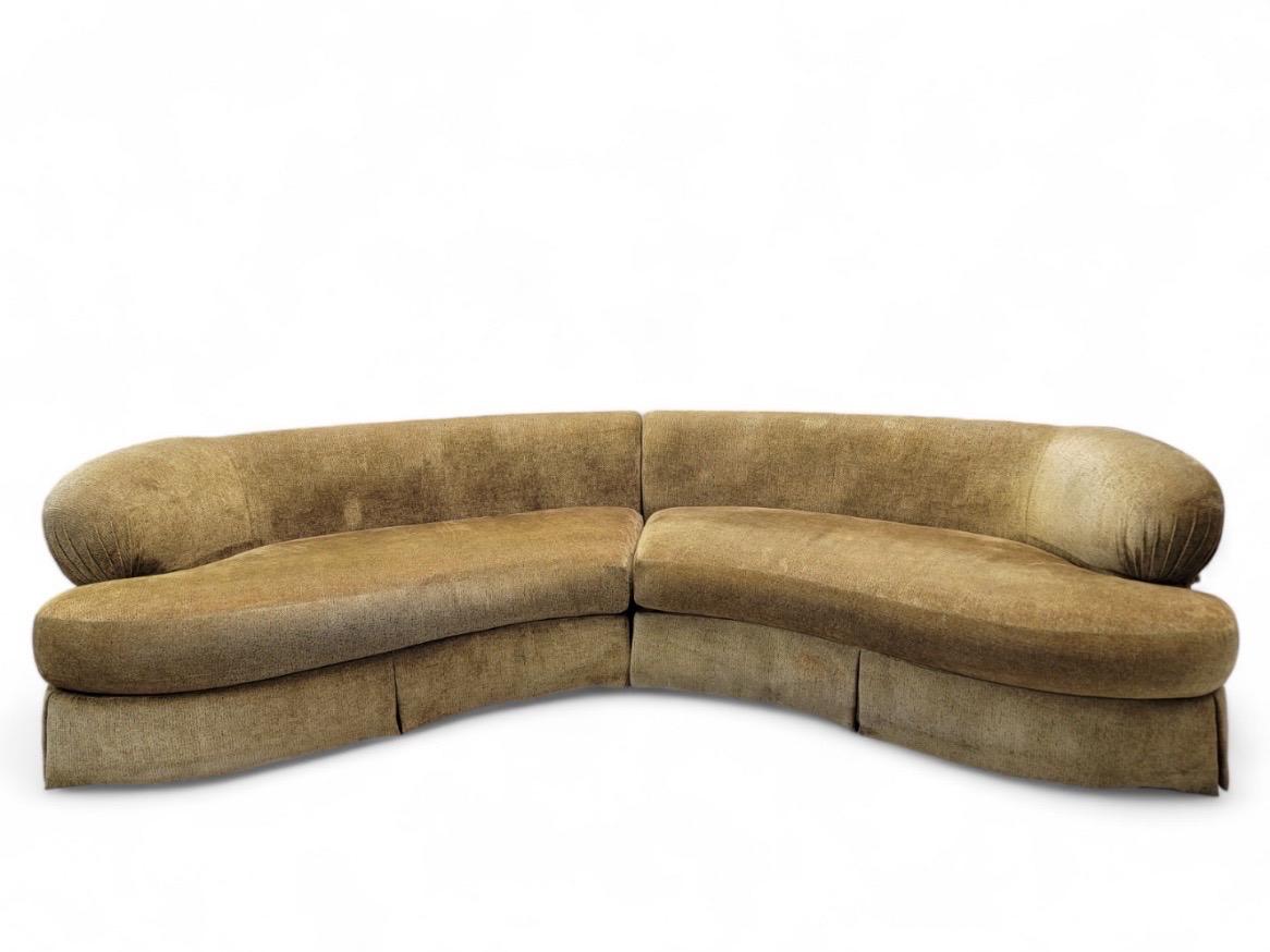Tissu d'ameublement Canapé sectionnel vintage Kagan style MCM de 2 pièces par Thomasville Furniture Co. en vente