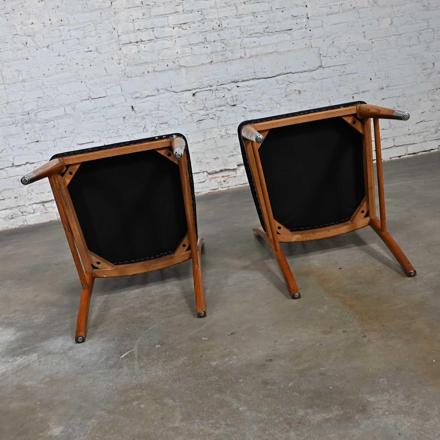 Vintage MCM Keller Furniture Oak Valkerie ii Dining Chairs by Edmond J Spence For Sale 1