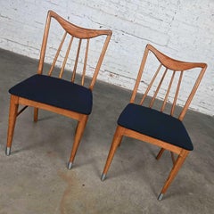 Vintage MCM Keller Furniture Oak Valkerie ii Dining Chairs by Edmond J Spence