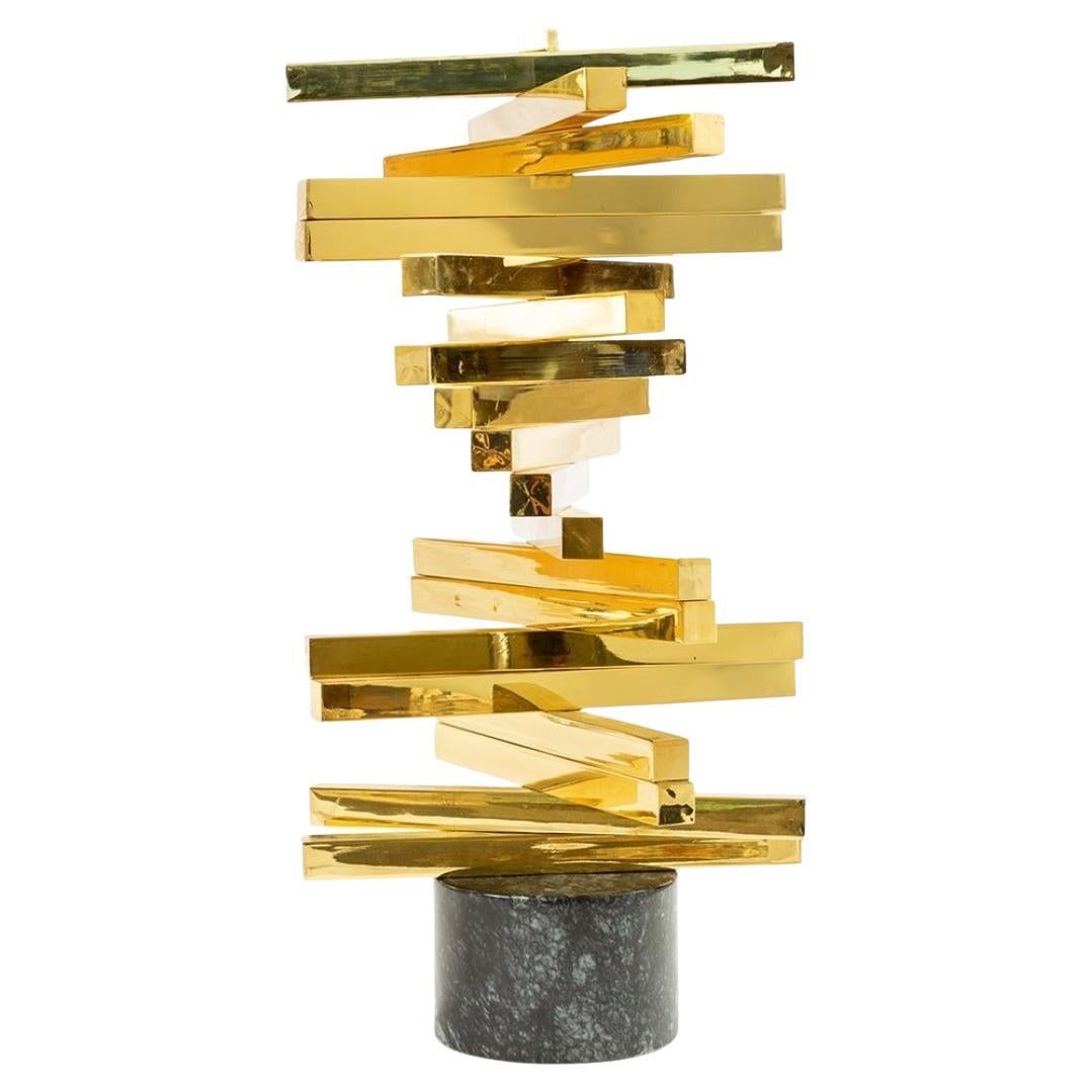 Vintage MCM Kinetic Brass Structure On Marble Base