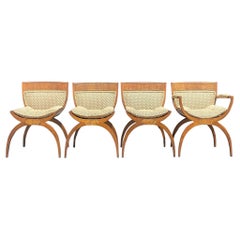 Vintage Mcm Kurul Style Burl Wood Dining Chairs, Set of Four