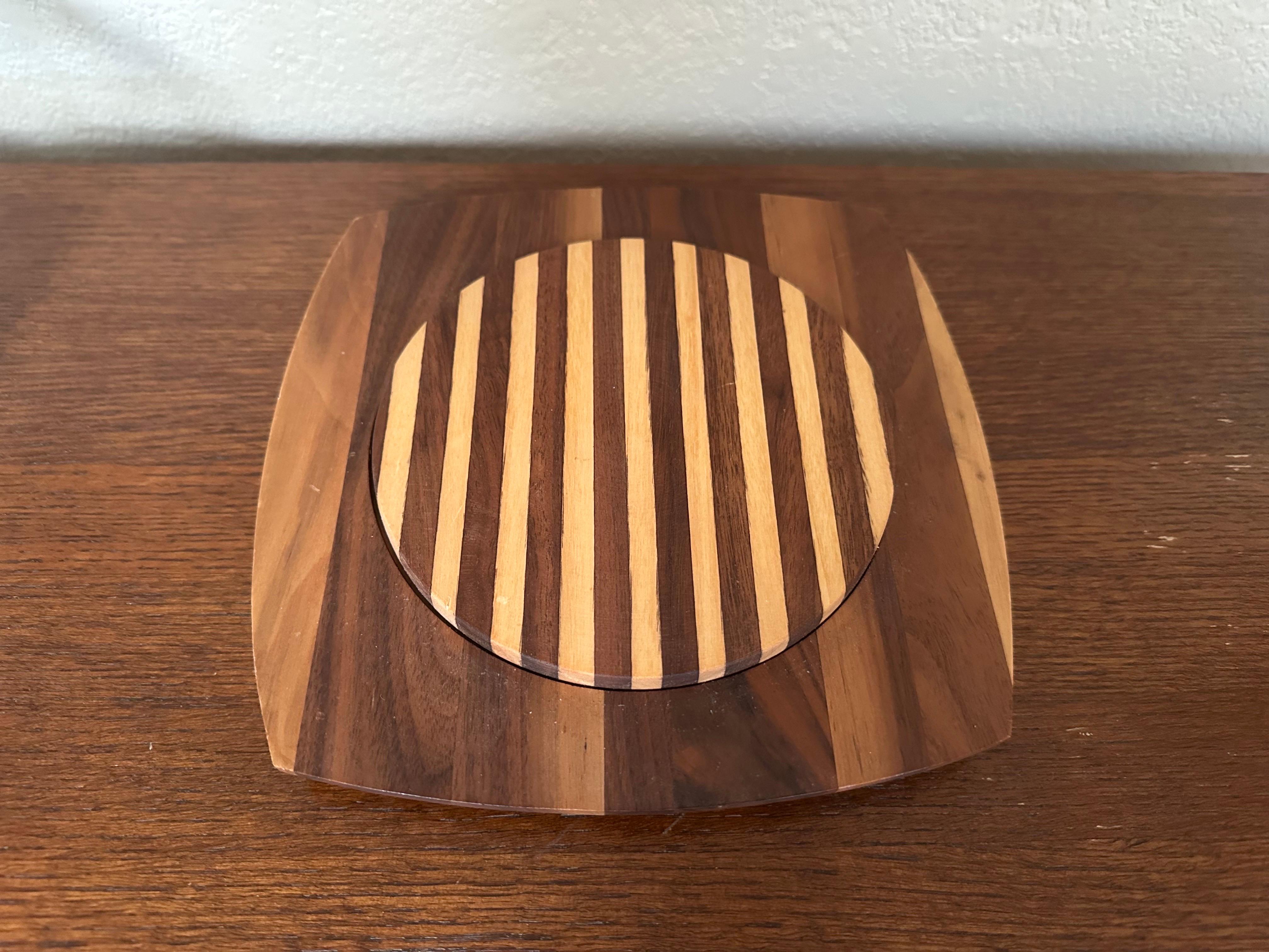 Vintage MCM Kustom Kraft Tabla de quesos y cúpula de cristal con 3 utensilios de servir Latama en venta 9