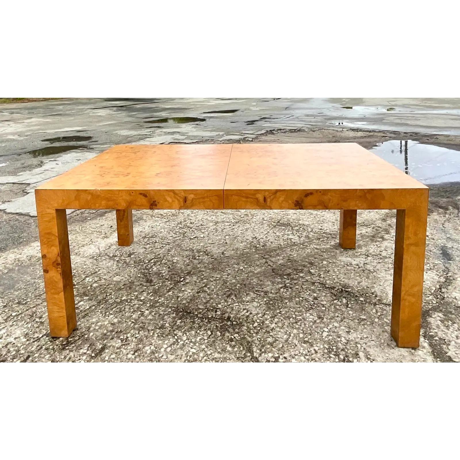 Mid-Century Modern Vintage MCM Lane Book Matched Burl Wood Dining Table