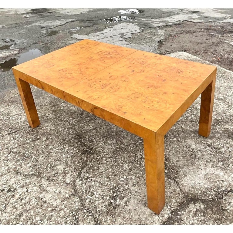 Vintage MCM Lane Book Matched Burl Wood Dining Table at 1stDibs | vintage burl wood dining table