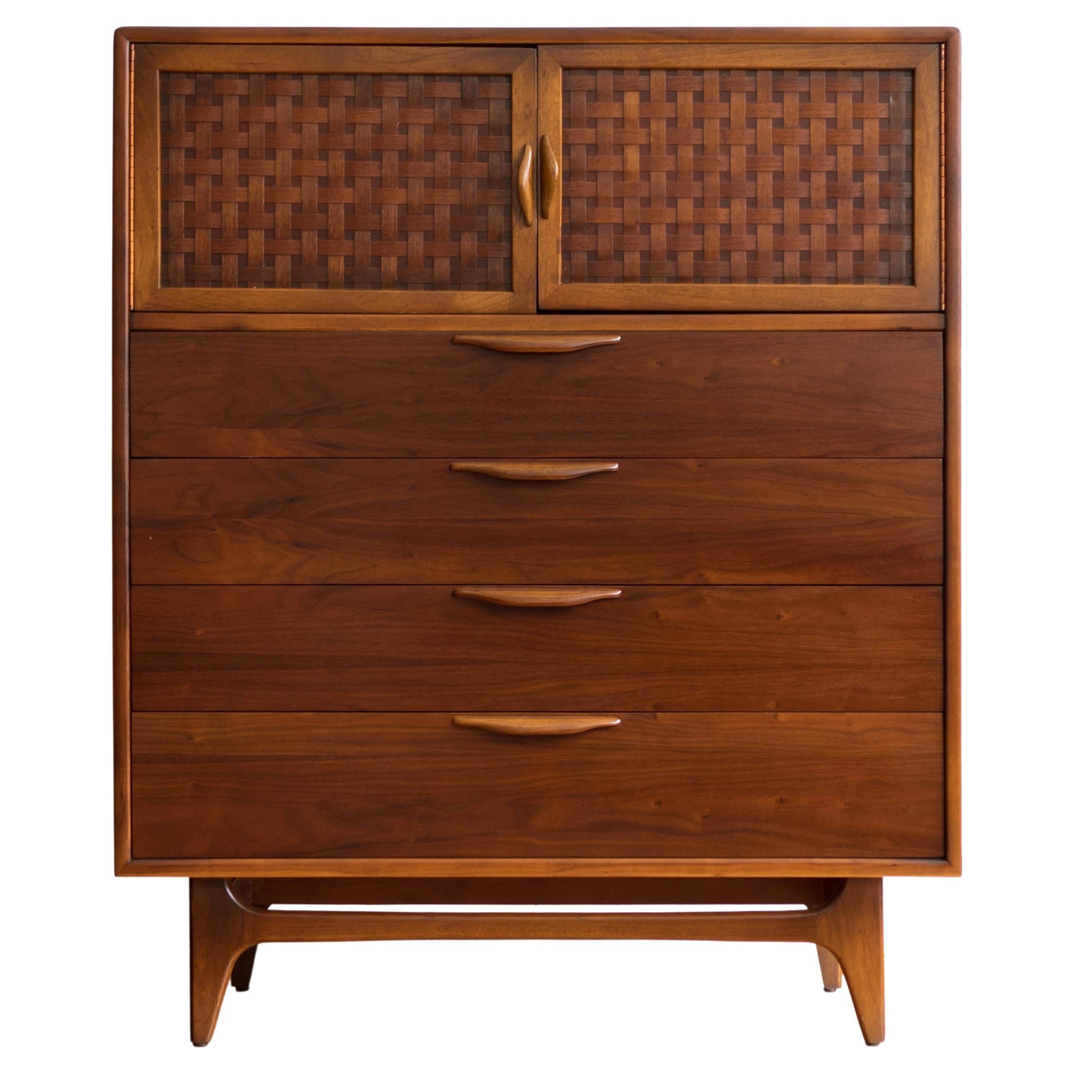 Vintage Mcm Lane Perception Walnut Gentleman's Chest / Highboy Dresser