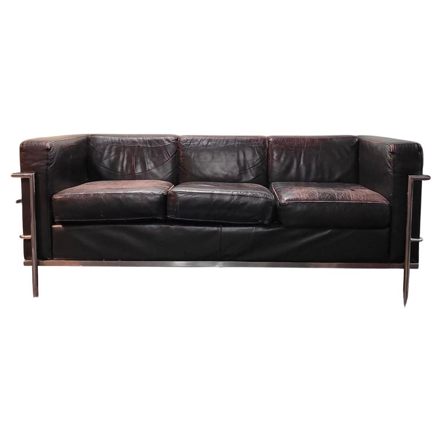 Vintage MCM Le Corbusier LC2 Style Sofa with Chrome Frame For Sale at  1stDibs