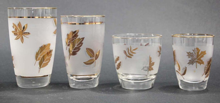 Vintage Mid 20th Century Cocktail Glasses by Libbey with Gold Leaf