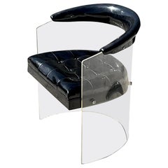 Vintage MCM Lucite and Patent Leather Tub Chair