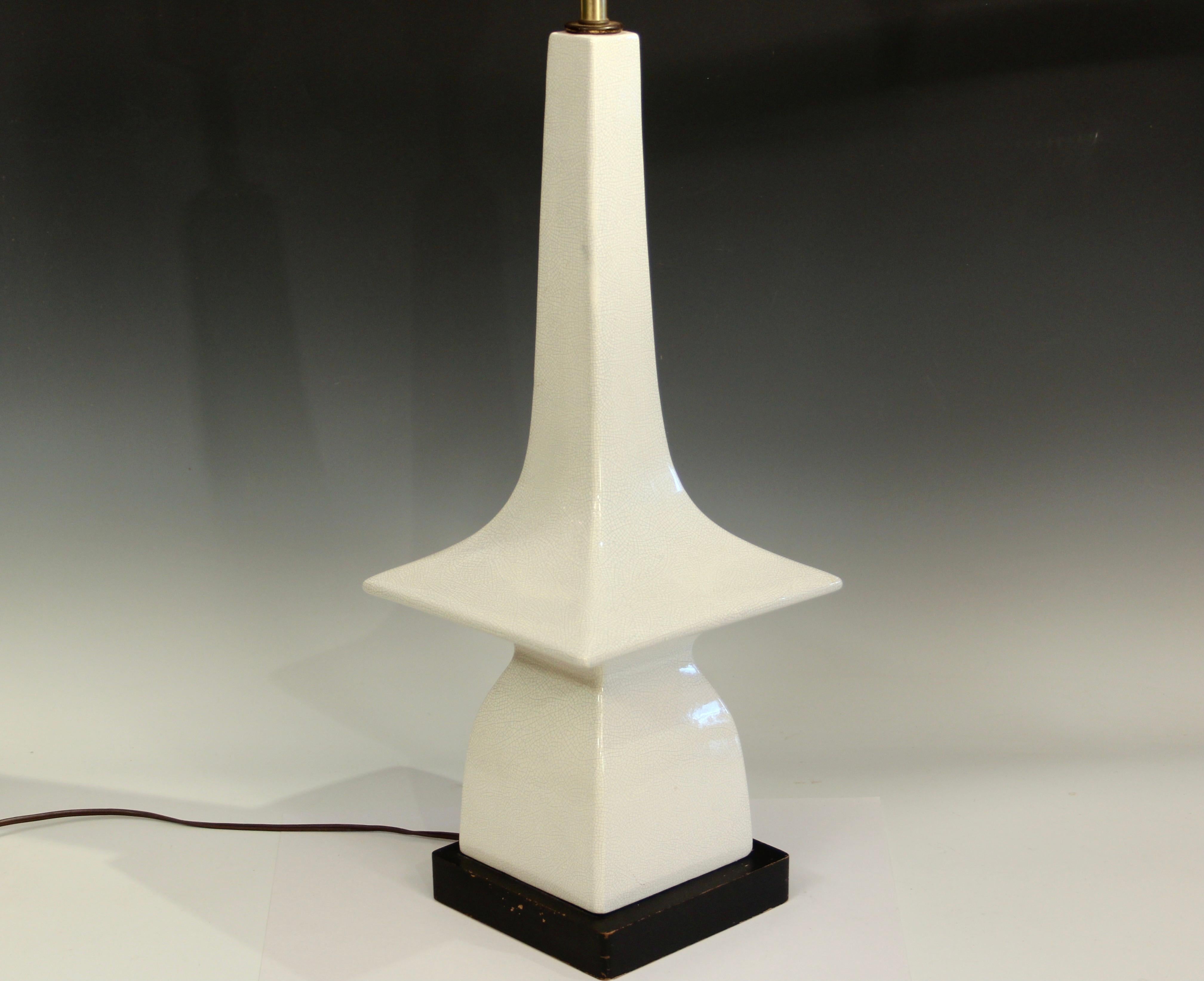 Lámpara Vintage MCM Mid Century Space Age Modern Pottery Crackle Glaze 1960s Retro Estadounidense en venta