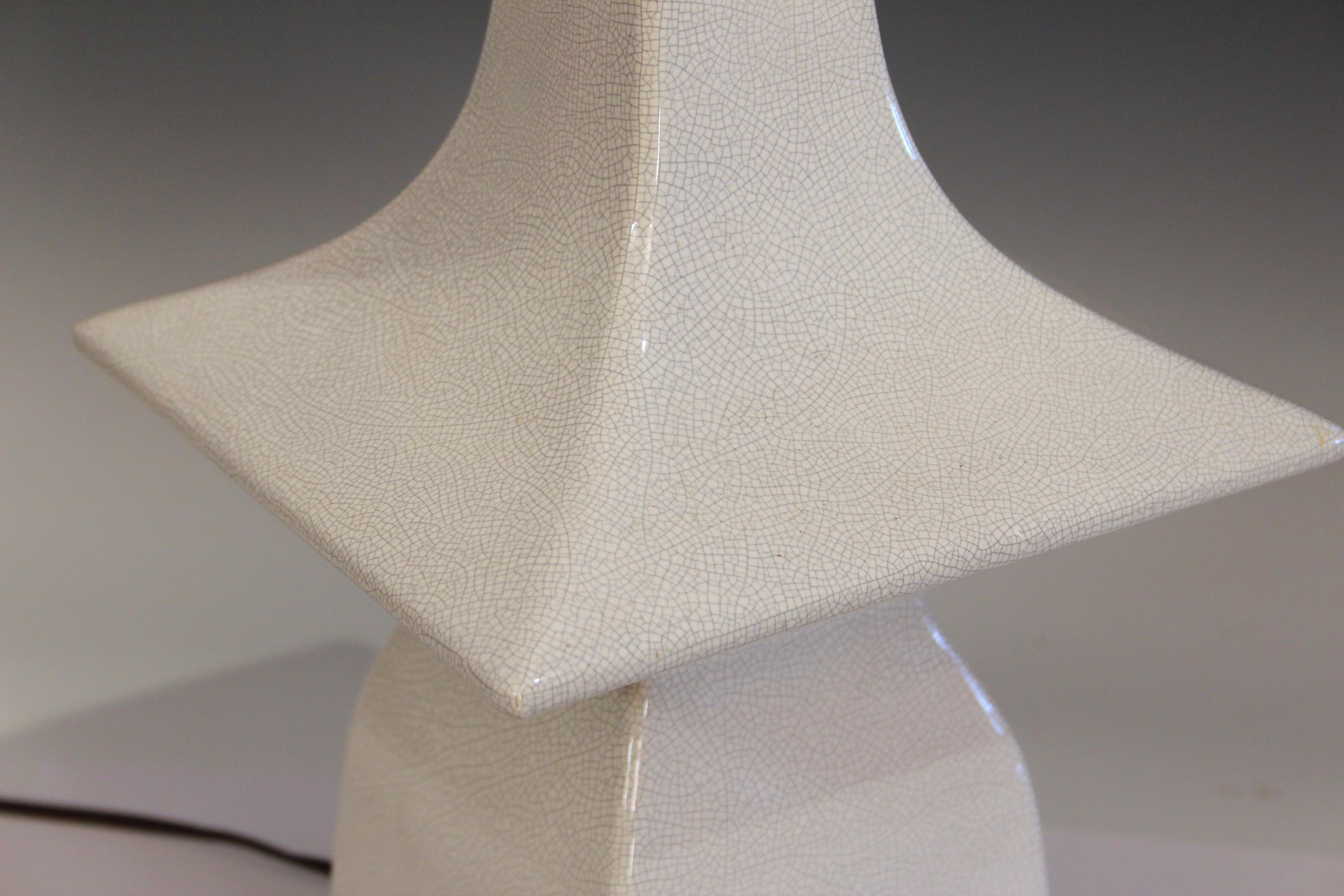 Lámpara Vintage MCM Mid Century Space Age Modern Pottery Crackle Glaze 1960s Retro en venta 1
