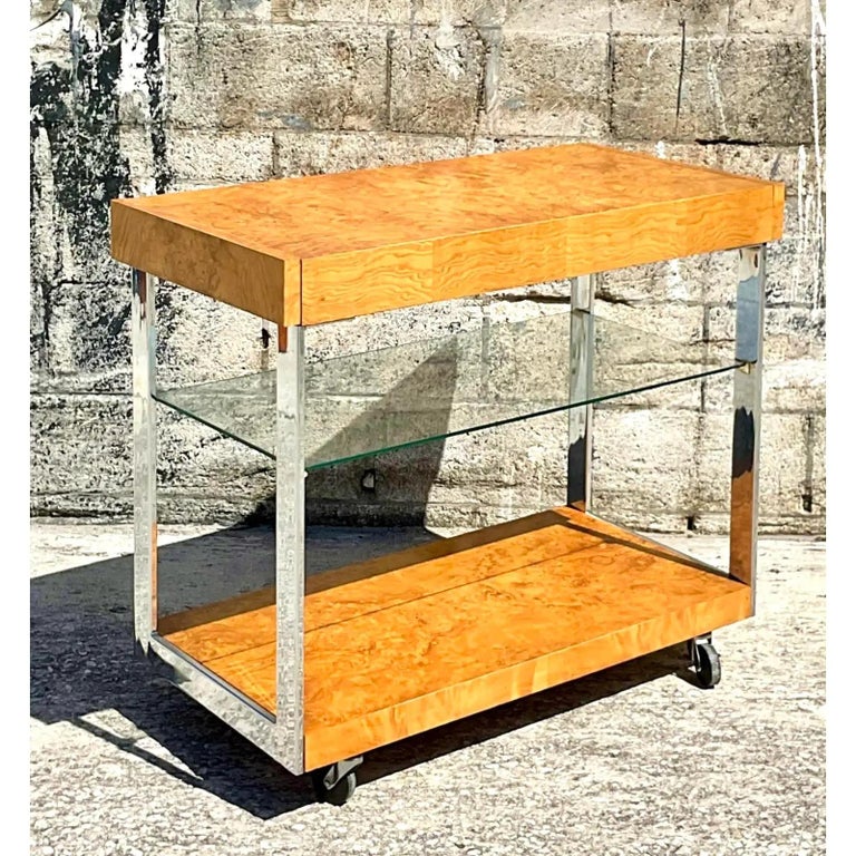 Vintage MCM Lane 'Alpha' Burl Wood Bar Cart at 1stDibs alpha carts