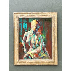 Vintage MCM Original Abstract Figurative Nude on Canvas
