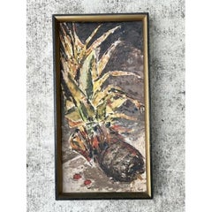 Vintage MCM Original Abstract Oil on Board
