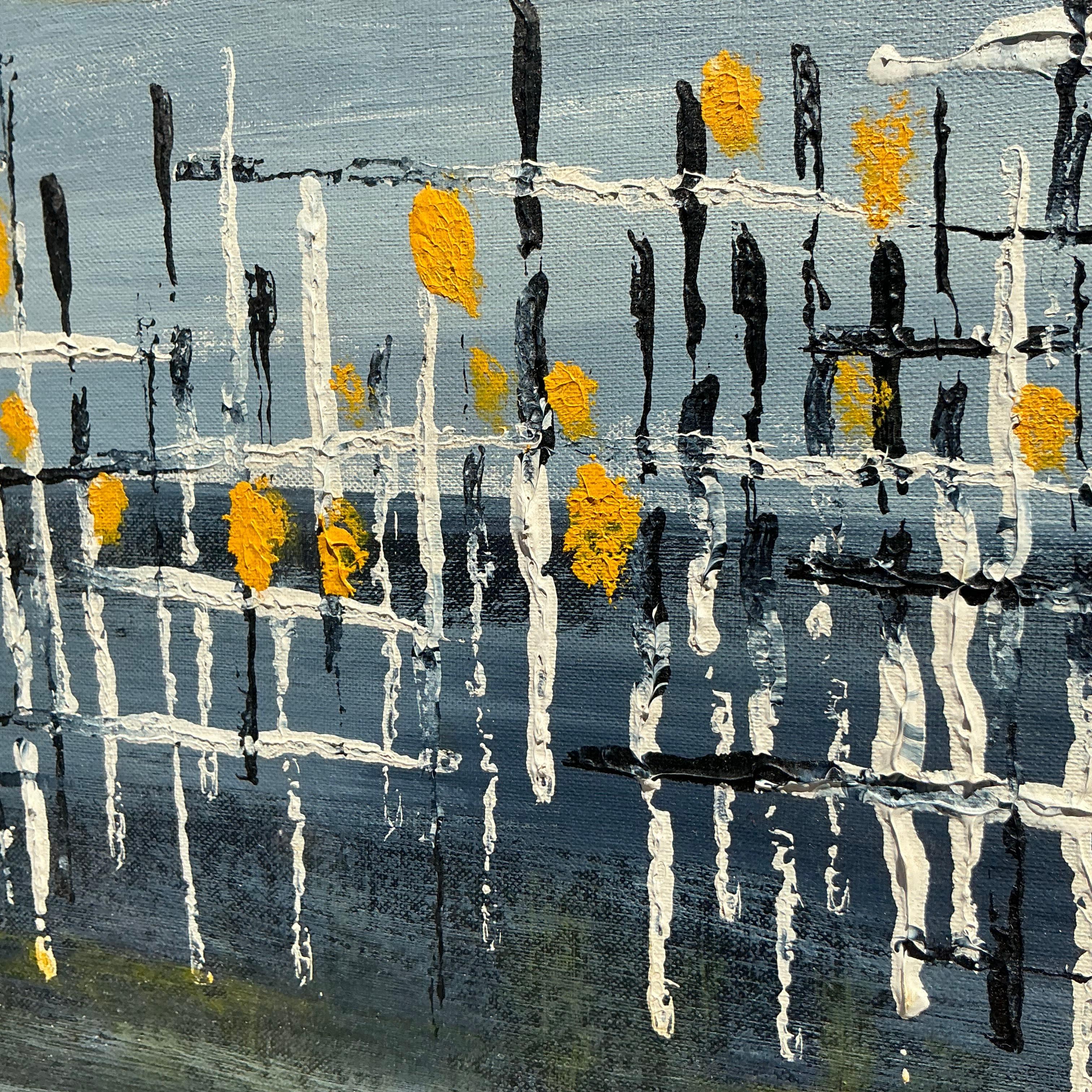 Vintage MCM Original Abstract Oil on Board 1