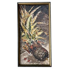 Vintage MCM Original Abstract Oil on Board