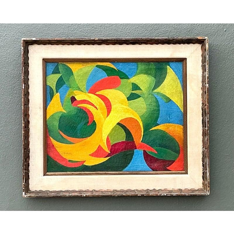 Vintage MCM Original Abstract Oil on Canvas For Sale at 1stDibs