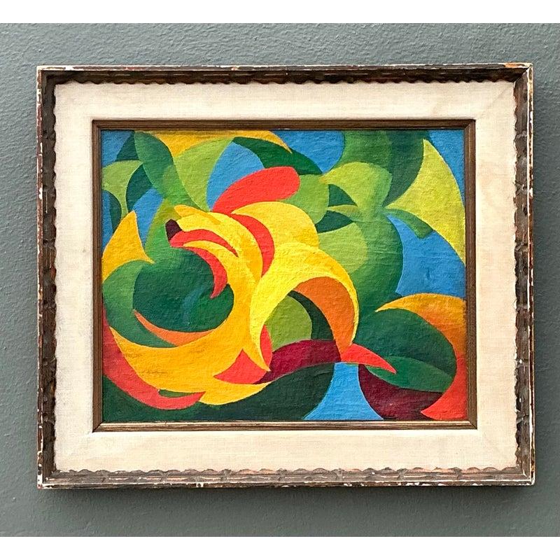 Vintage MCM Original Abstract Oil on Canvas For Sale at 1stDibs