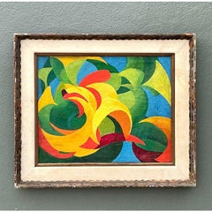 Vintage MCM Original Abstract Oil on Canvas