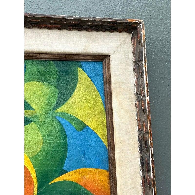Vintage MCM Original Abstract Oil on Canvas For Sale at 1stDibs