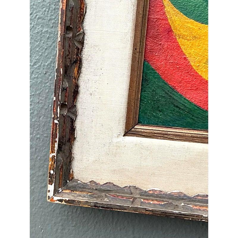 Vintage MCM Original Abstract Oil on Canvas For Sale at 1stDibs