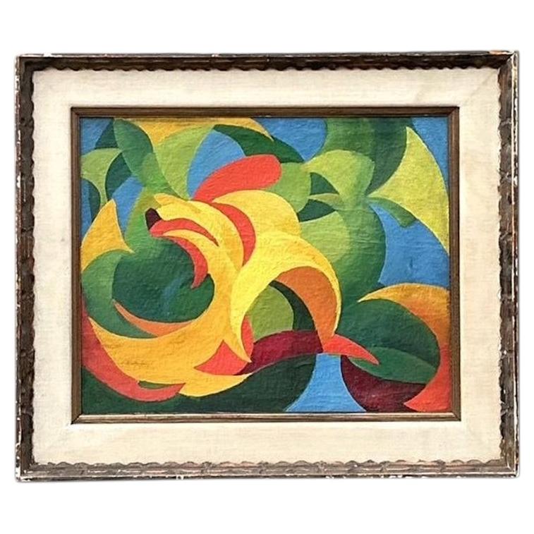 Vintage MCM Original Abstract Oil on Canvas (Huile abstraite sur toile)