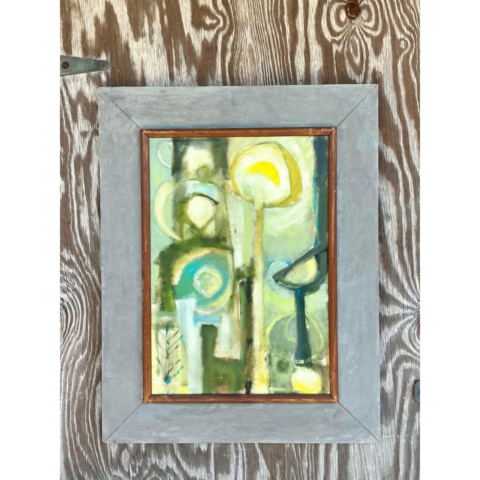 Américain Peinture abstraite originale de McM sur toile, encadrée en vente
