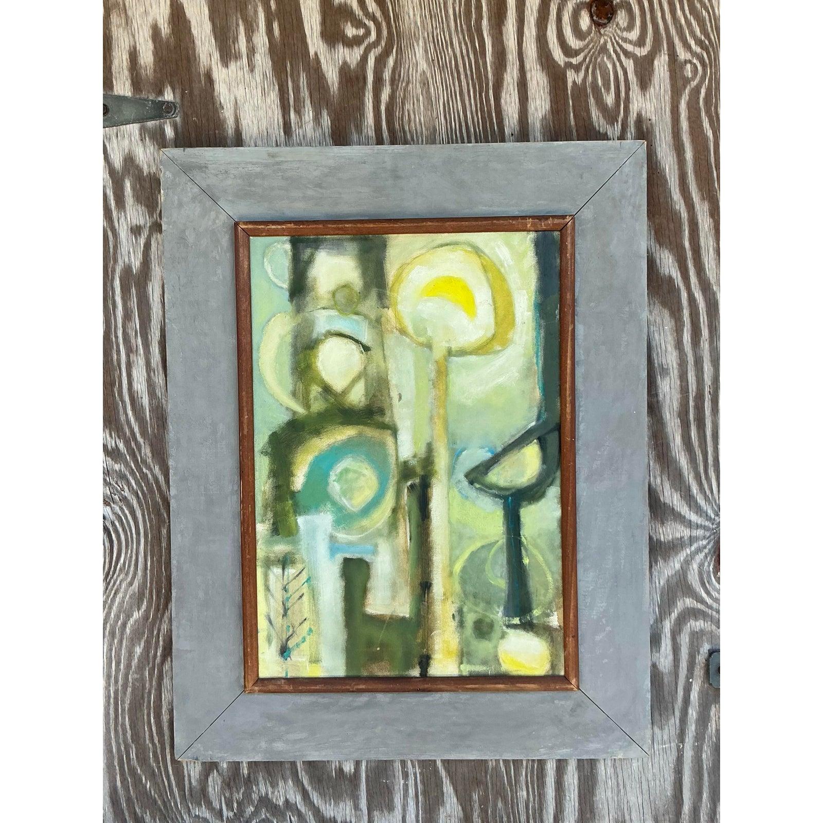 Peinture abstraite originale de McM sur toile, encadrée Bon état - En vente à West Palm Beach, FL