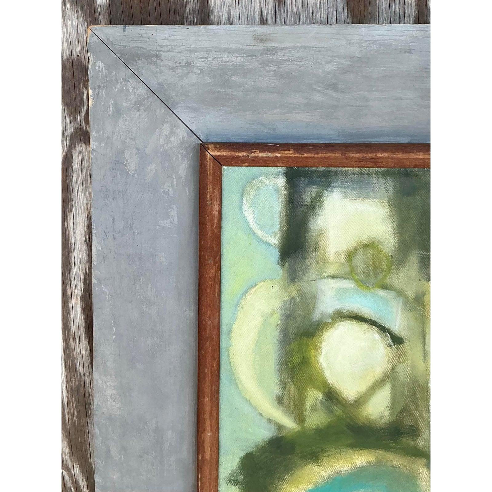20ième siècle Peinture abstraite originale de McM sur toile, encadrée en vente