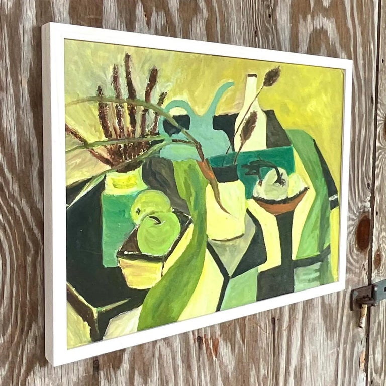 Vintage MCM Original Abstract Oil Painting For Sale at 1stDibs