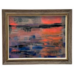 Vintage MCM Original Abstraktes Ölgemälde auf Leinwand, Vintage